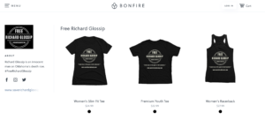 Richard Glossip's online Bonfire storefront